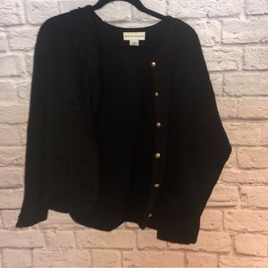 Floral Detail Sweater with Gold Buttons